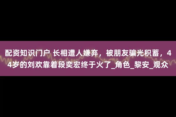 配资知识门户 长相遭人嫌弃,被朋友骗光积蓄,44岁的刘欢靠着段奕宏终于火了_角色_黎安_观众