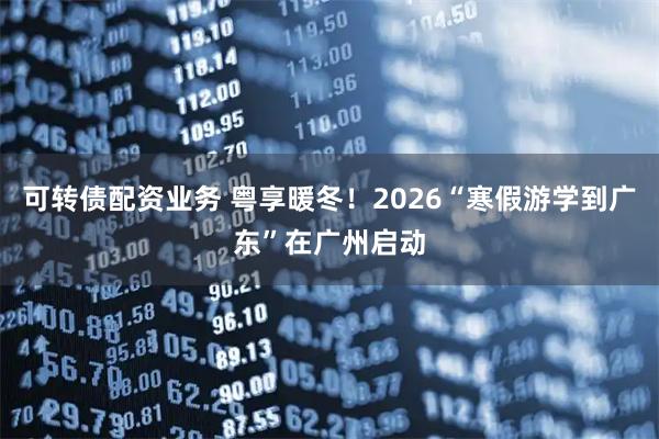 可转债配资业务 粤享暖冬！2026“寒假游学到广东”在广州启动